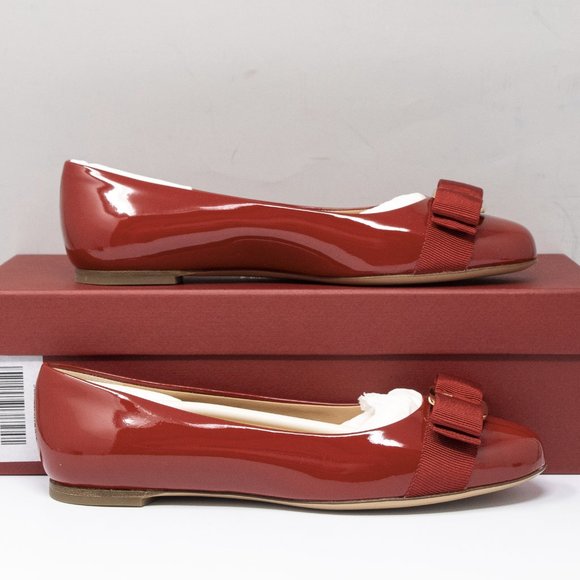 Salvatore Ferragamo Varina Red Patent Flats Size 5.5 B - Picture 2 of 7